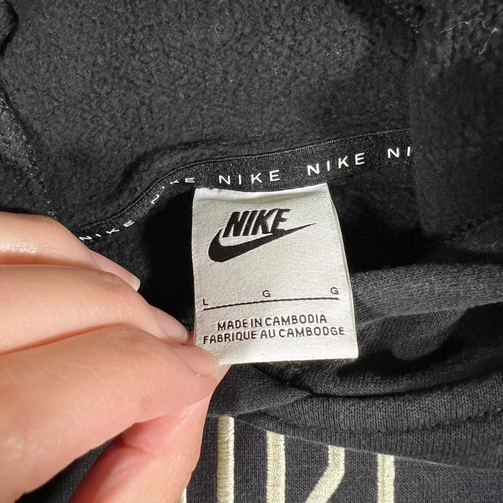 Nike NSW Sweater Girls Large Black Cropped‎ French Terry Hoodie Pullover Fleece